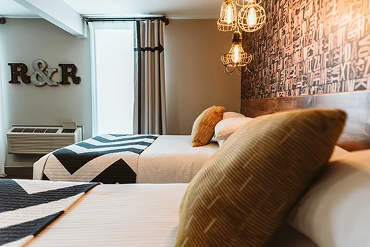 Room 16: We Love To Font It, two double beds