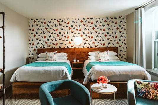 Room 10: Butter-fly Away, two double beds