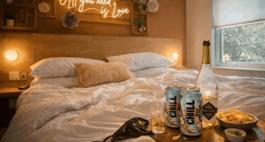 Panning the motel room after a wonderful stay