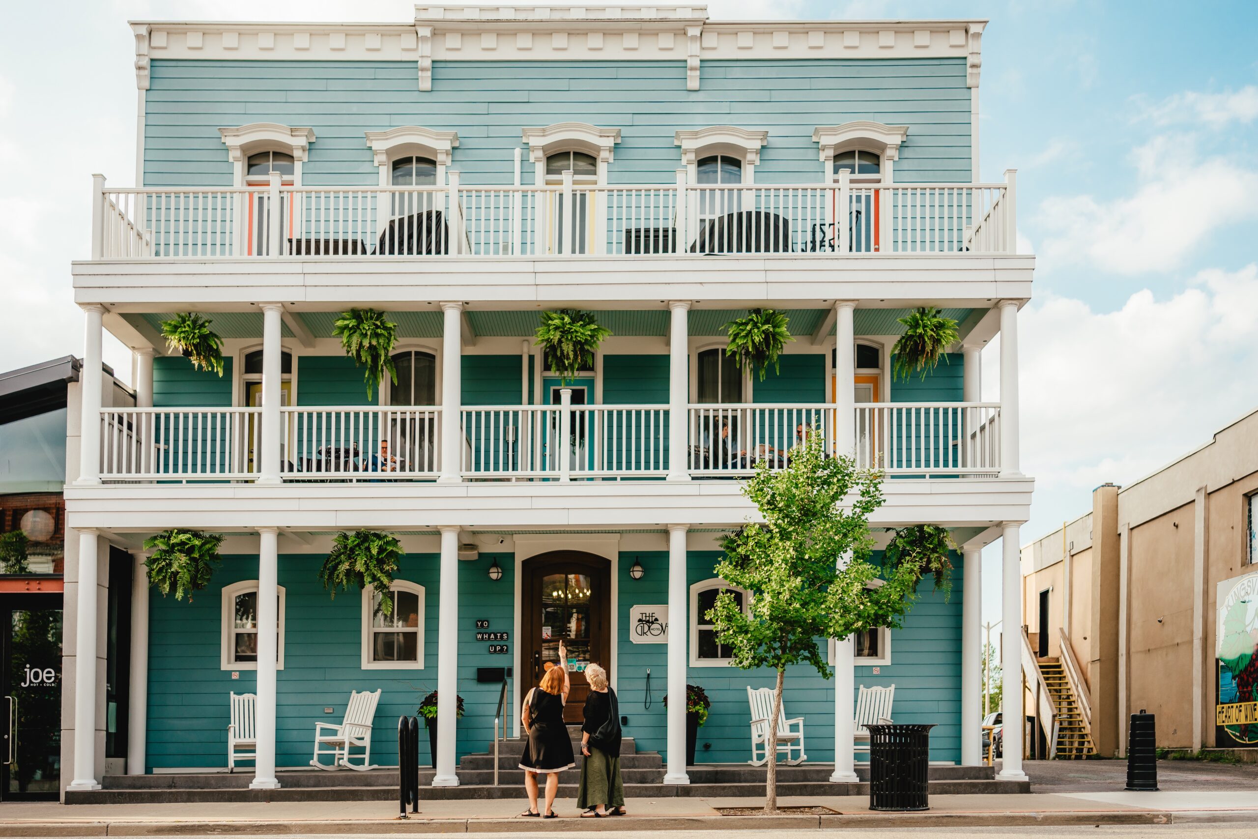 The exterior of The Grove Hotel in downtown Kingsville.